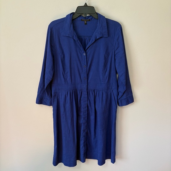 Eileen Fisher Linen Blend Shirt Dress LP - Picture 2 of 9